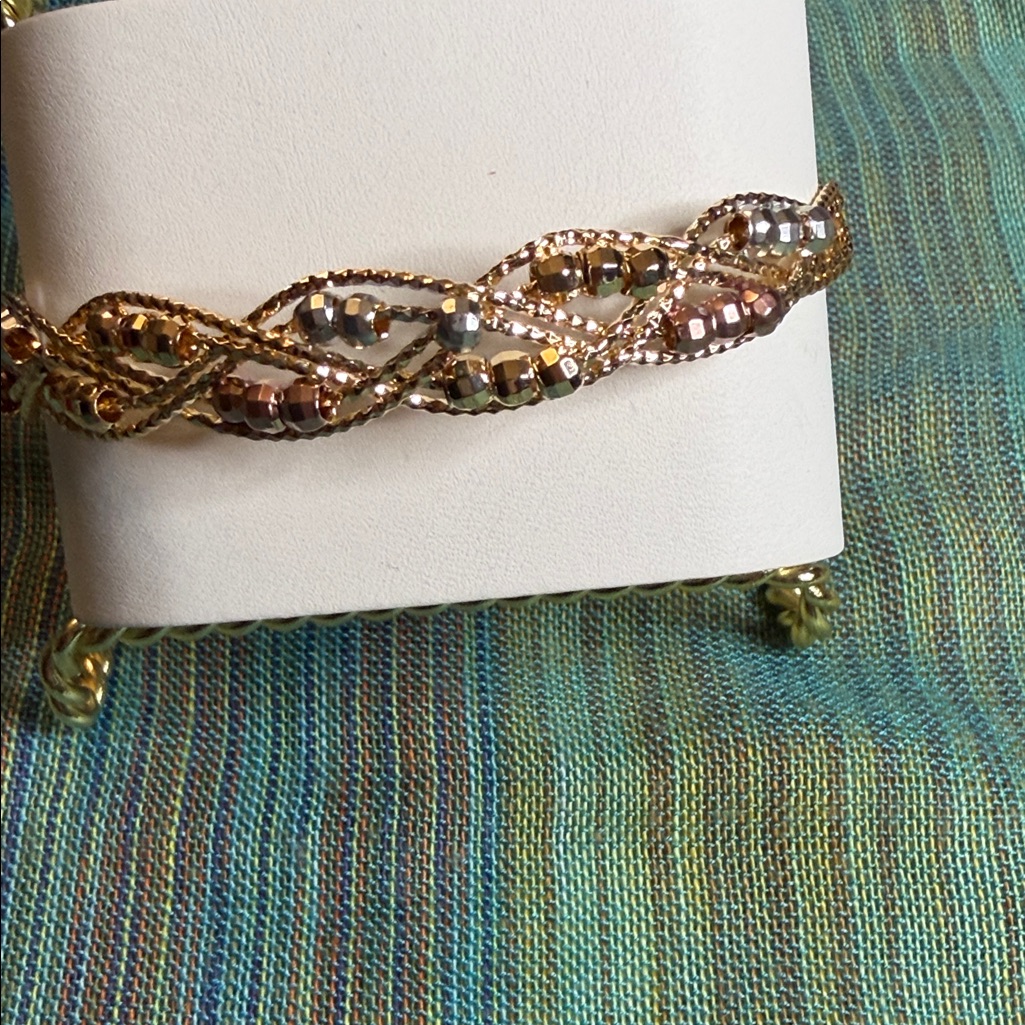 Elegant Gold And Silver And Rose And Rose Gold Braided Bracelet